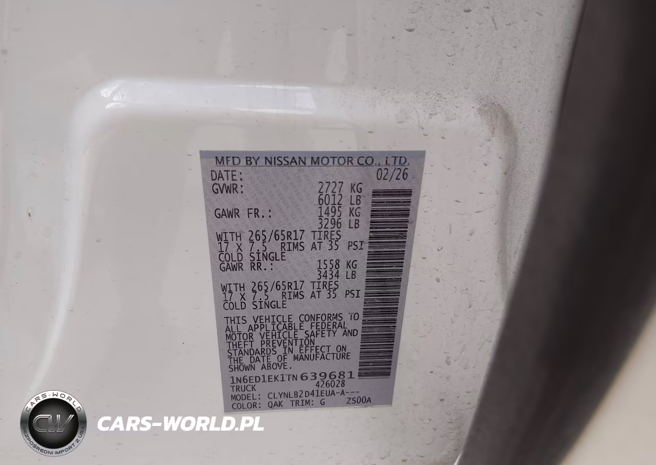 2026 Nissan Frontier Sv 4X4 VIN:1N6ED1EK1TN639681 - 9