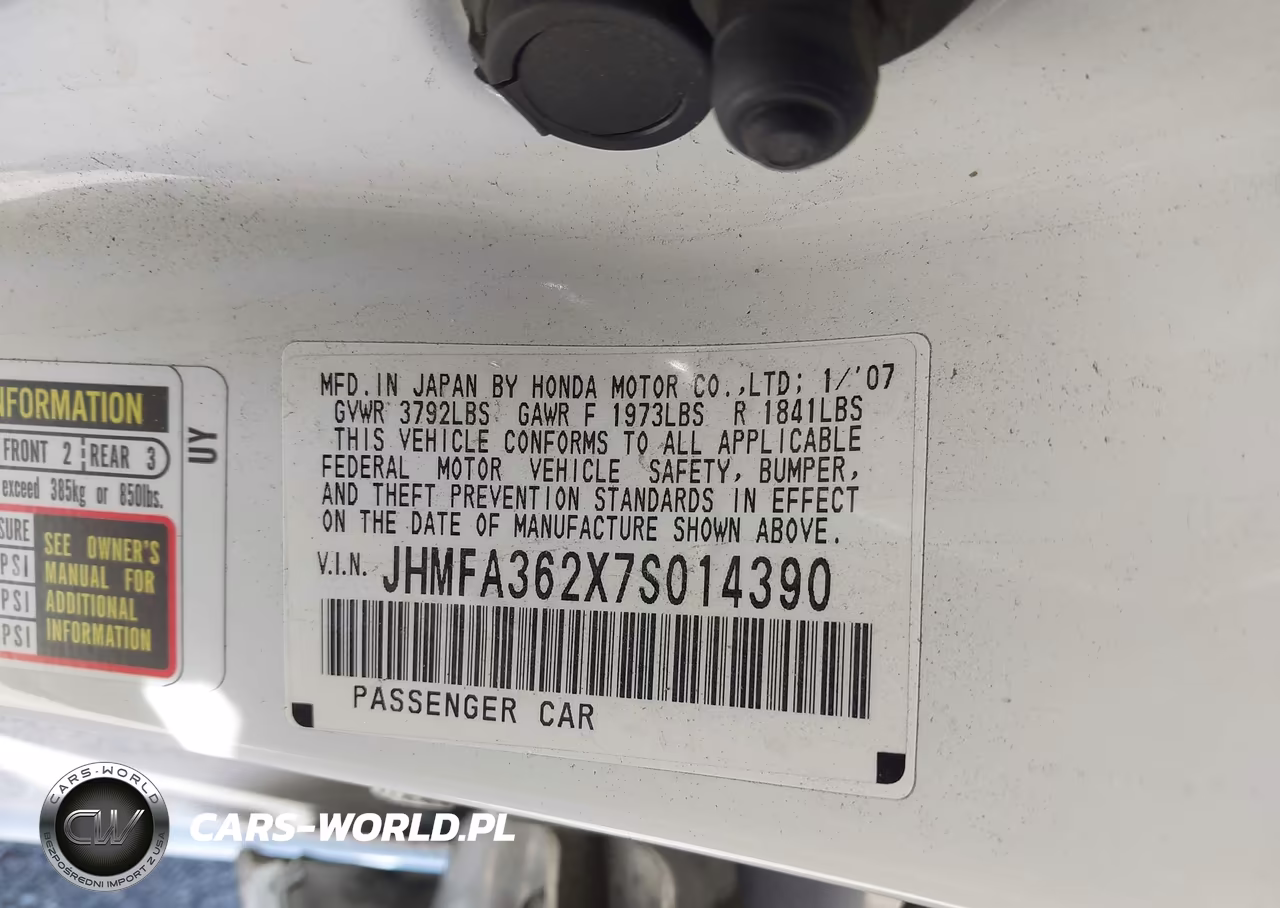 2007 Honda Civic Hybrid VIN:JHMFA362X7S014390 - 9
