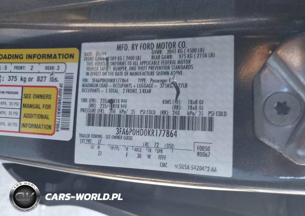 2019 Ford Fusion Se VIN:3FA6P0HD0KR177864 - 9