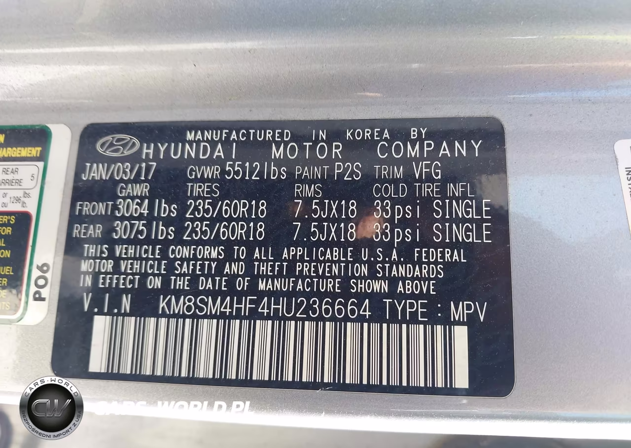 2017 Hyundai Santa Fe Se VIN:KM8SM4HF4HU236664 - 9