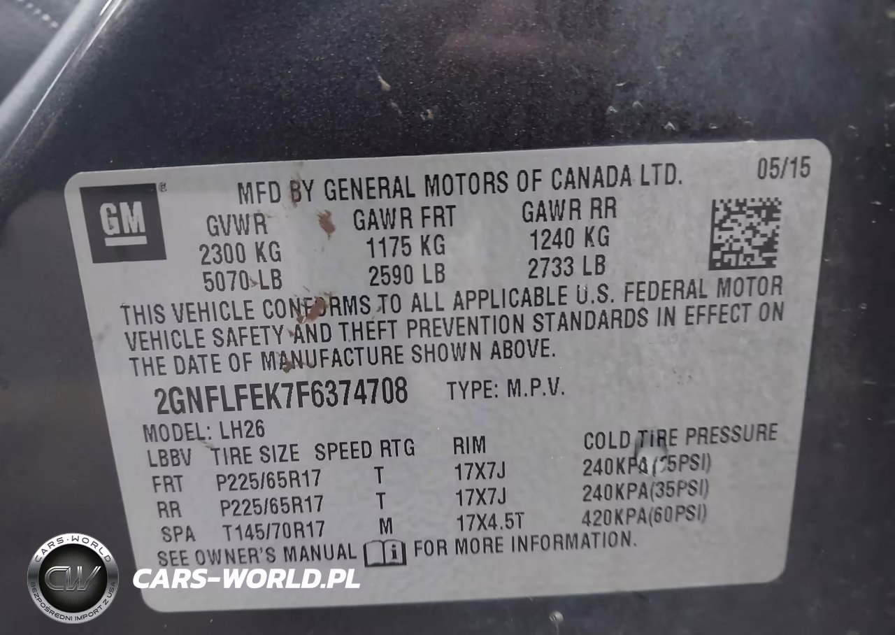 2015 Chevrolet Equinox 1Lt VIN:2GNFLFEK7F6374708 - 9