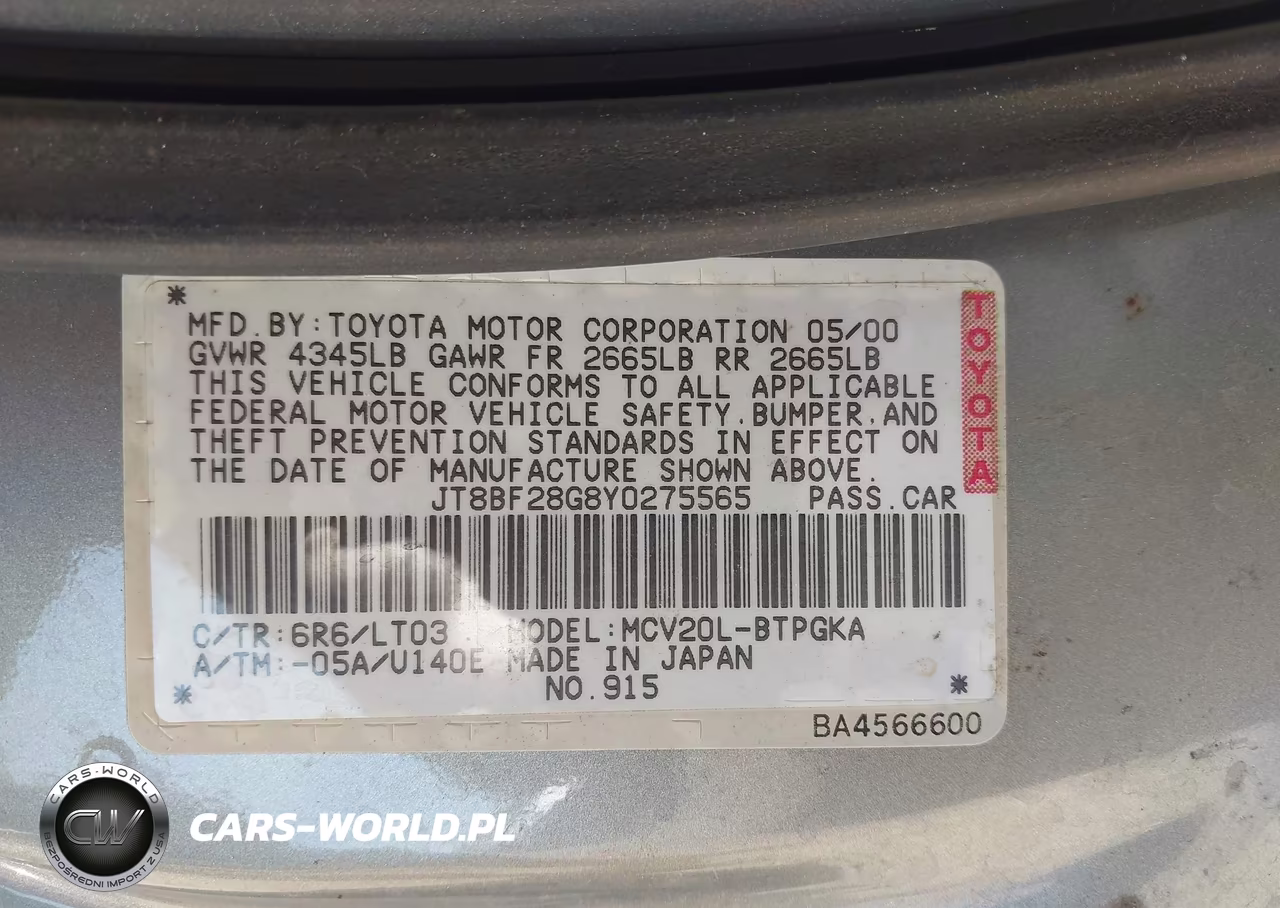 2000 Lexus Es 300 VIN:JT8BF28G8Y0275565 - 9