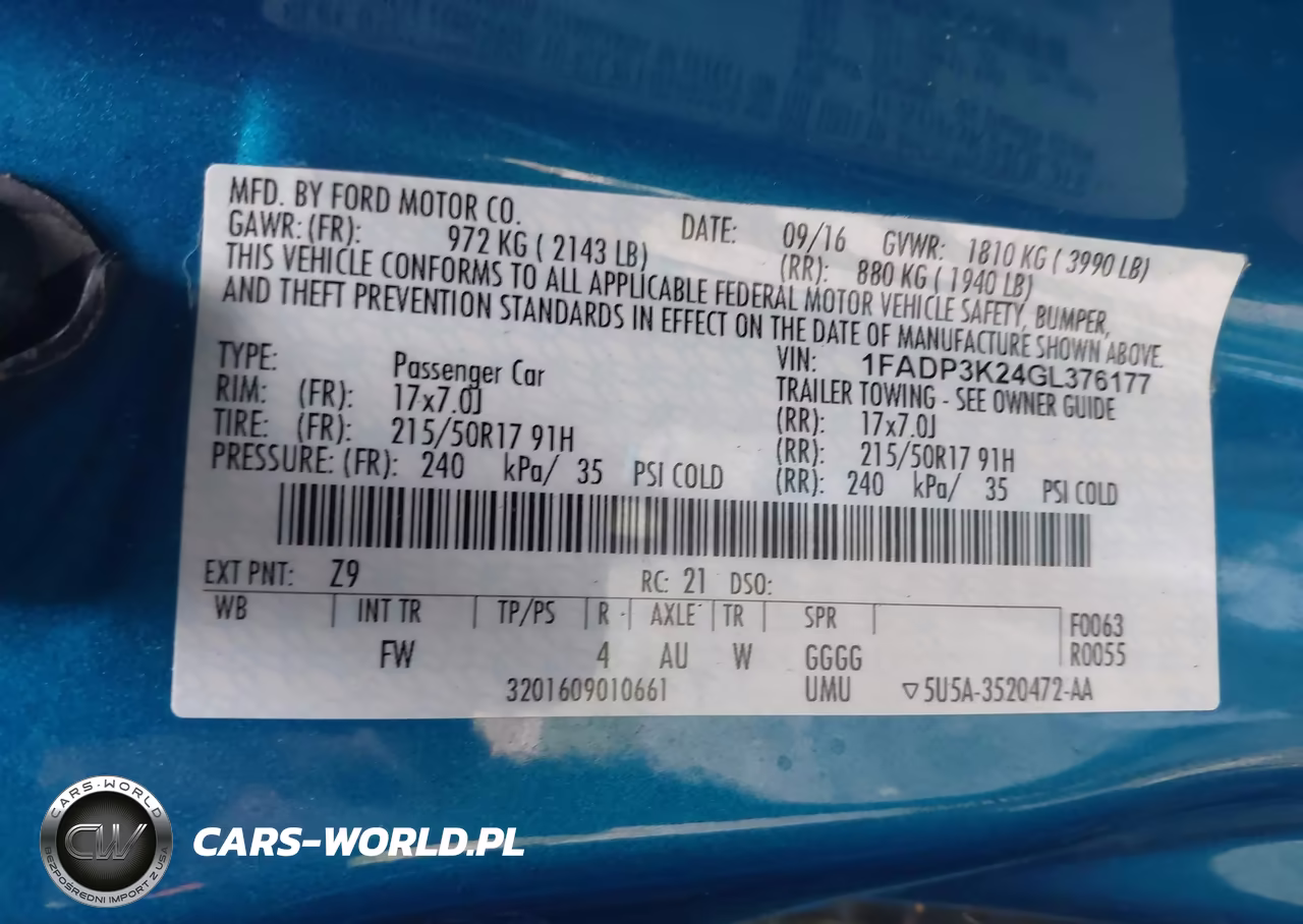 2016 Ford Focus Se VIN:1FADP3K24GL376177 - 9
