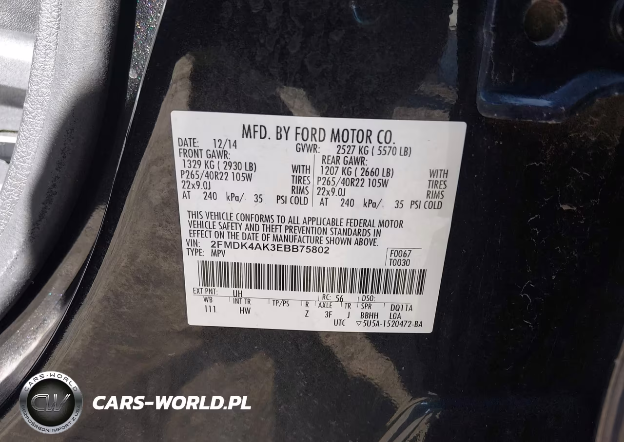 2014 Ford Edge Sport VIN:2FMDK4AK3EBB75802 - 9
