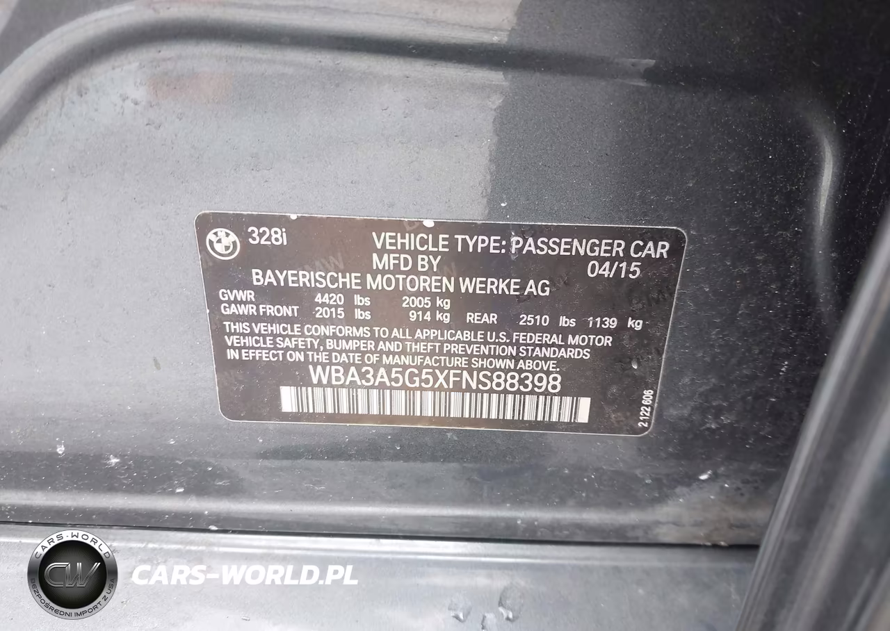 2015 BMW 328I VIN:WBA3A5G5XFNS88398 - 9