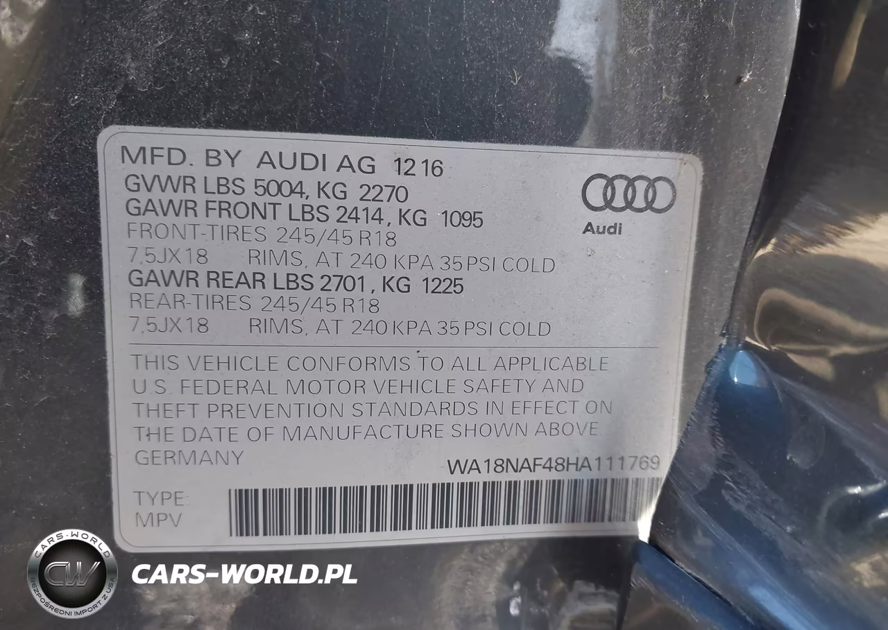 2017 Audi A4 Allroad 2.0T Premium VIN:WA18NAF48HA111769 - 9