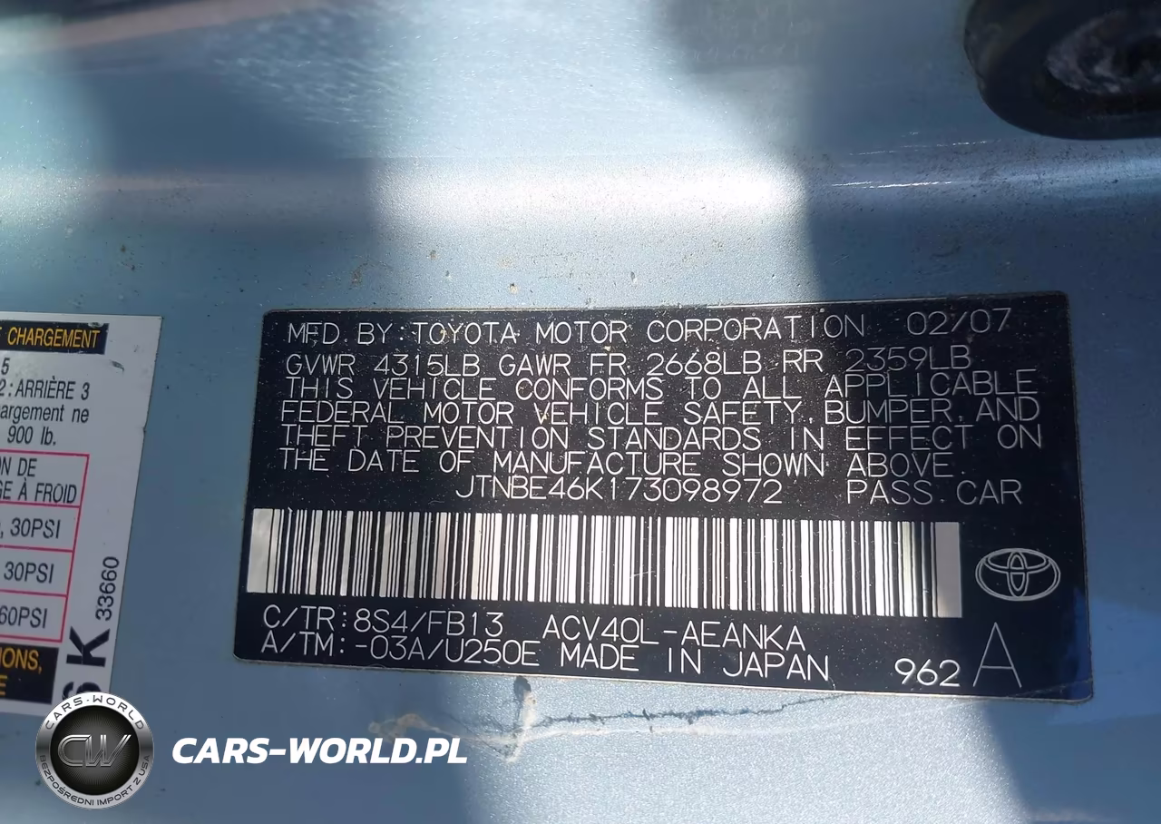 2007 Toyota Camry Ce-Le-Xle-Se VIN:JTNBE46K173098972 - 9
