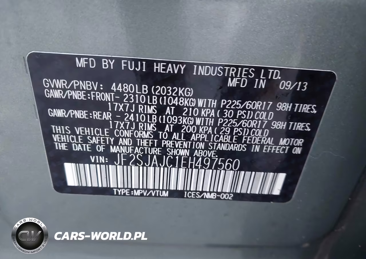 2014 Subaru Forester 2.5I Limited VIN:JF2SJAJC1EH497560 - 9