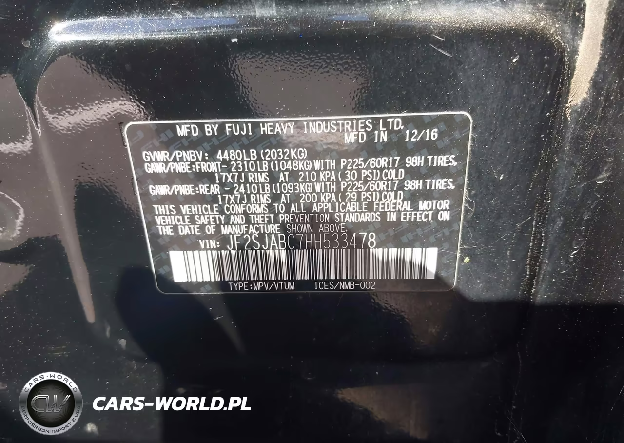 2017 Subaru Forester 2.5I VIN:JF2SJABC7HH533478 - 17