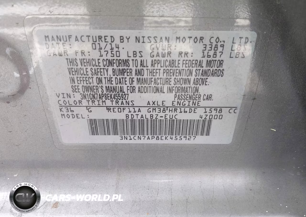 2014 Nissan Versa 1.6 Sv VIN:3N1CN7AP8EK455927 - 13