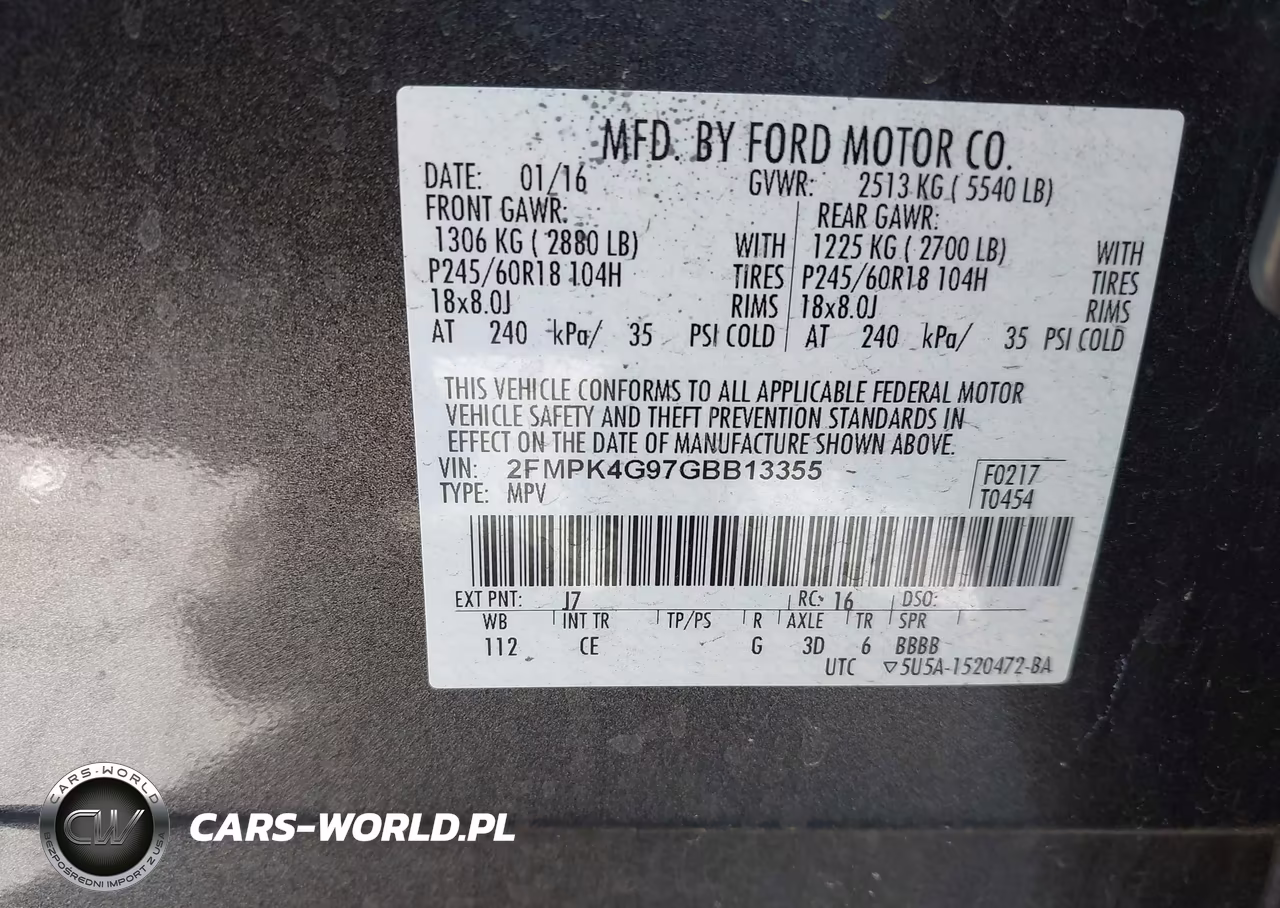 2016 Ford Edge Se VIN:2FMPK4G97GBB13355 - 9