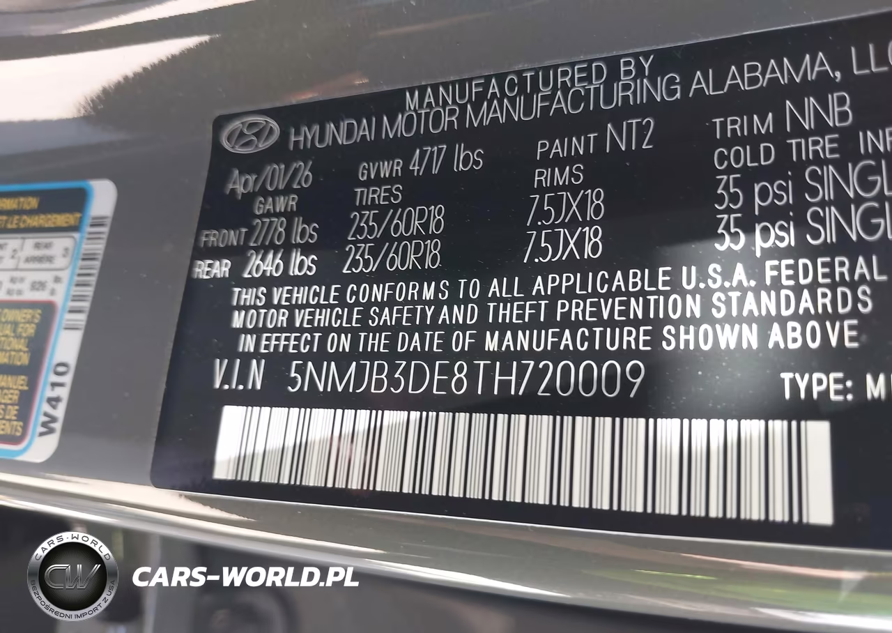 2026 Hyundai Tucson Sel VIN:5NMJB3DE8TH720009 - 9