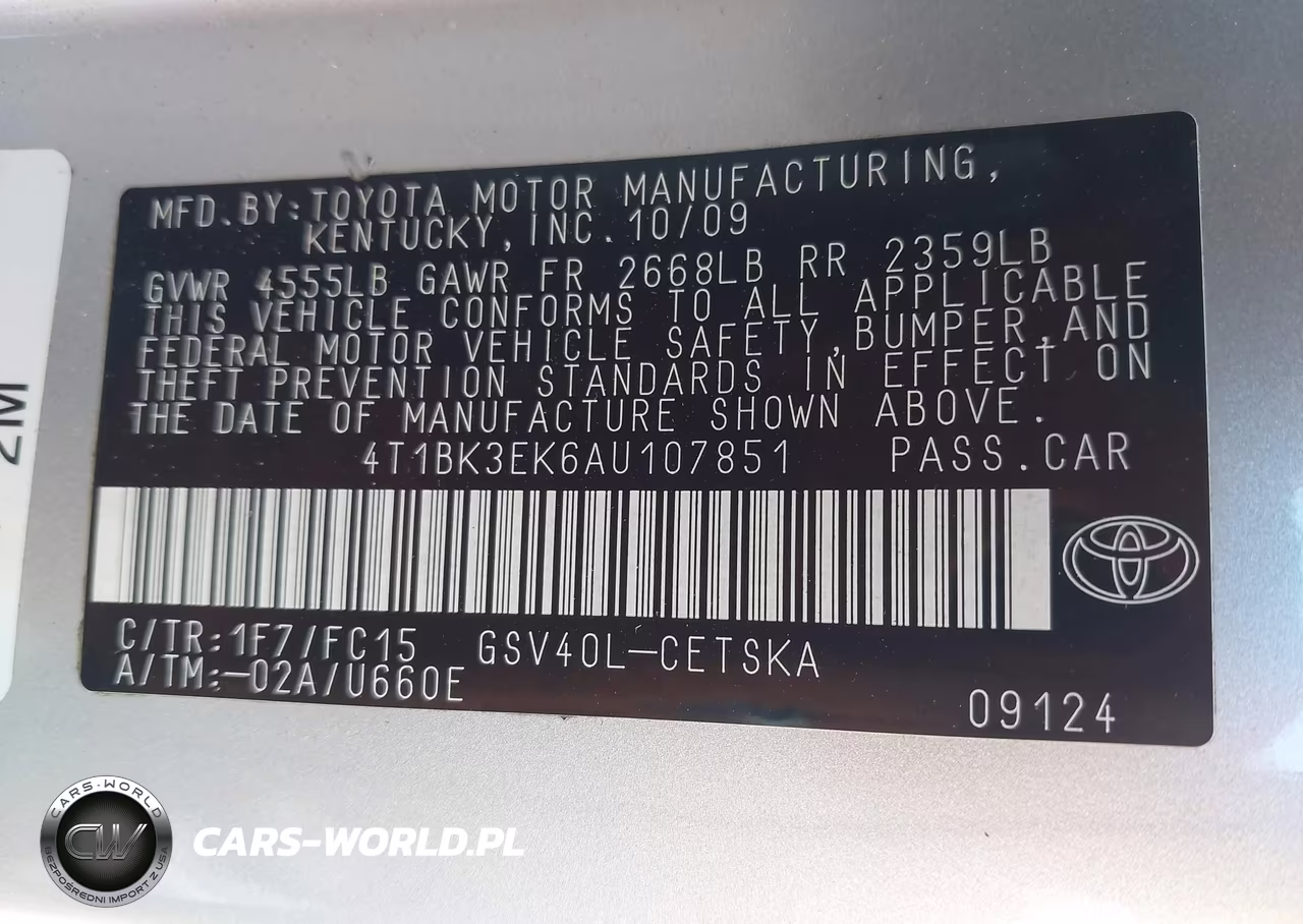 2010 Toyota Camry Se V6 VIN:4T1BK3EK6AU107851 - 9