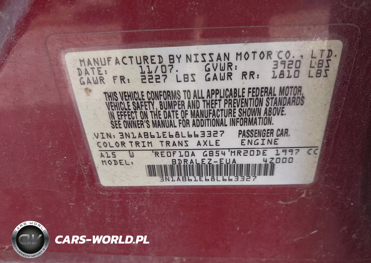 2008 Nissan Sentra 2.0S VIN:3N1AB61E68L663327 - 9