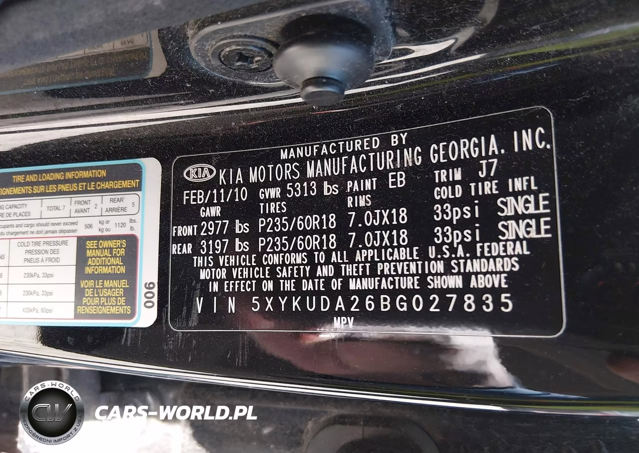 2011 Kia Sorento Ex V6 VIN:5XYKUDA26BG027835 - 9