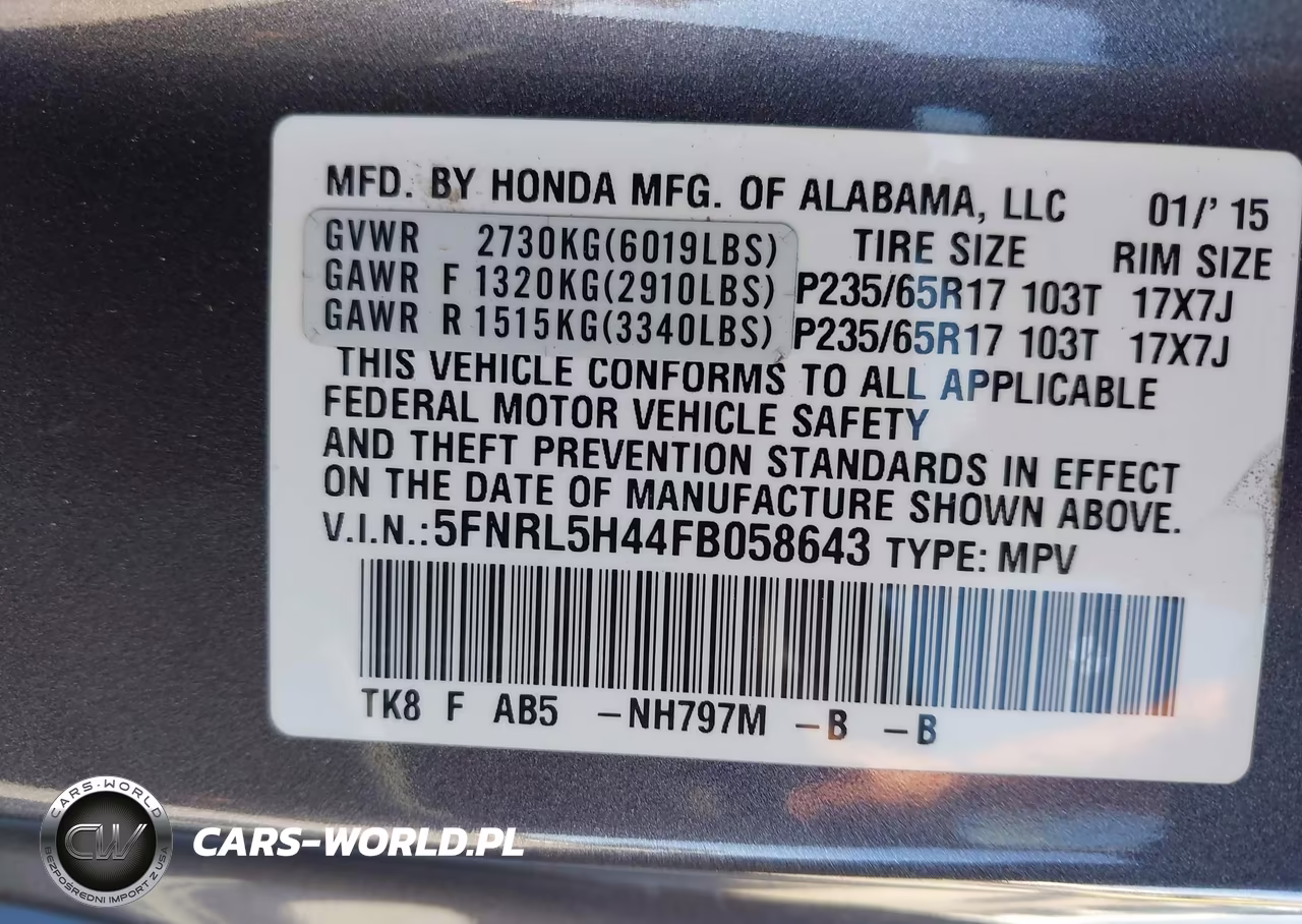 2015 Honda Odyssey Ex VIN:5FNRL5H44FB058643 - 9