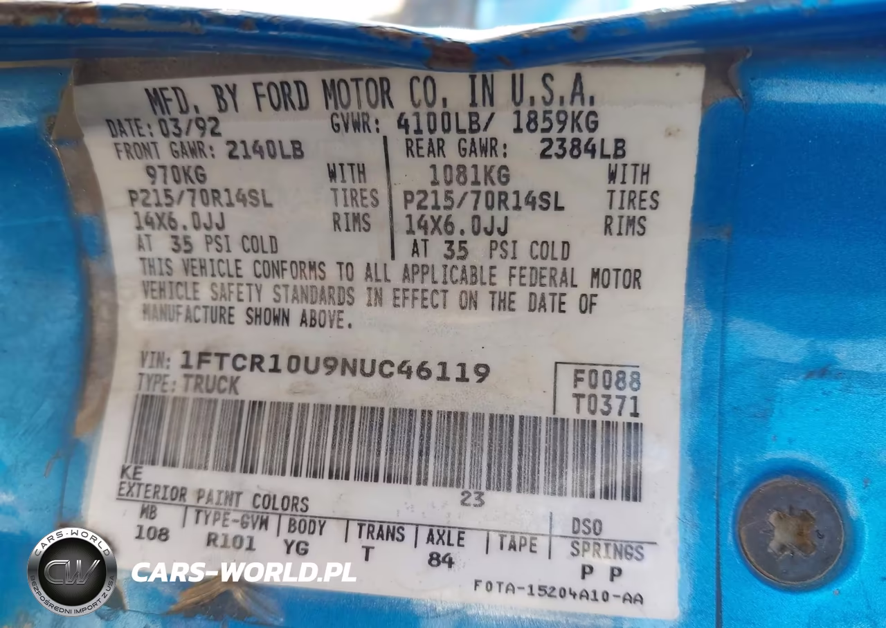 1992 Ford Ranger VIN:1FTCR10U9NUC46119 - 9