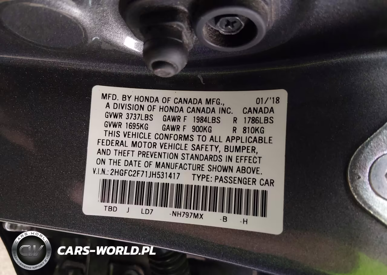 2018 Honda Civic Ex VIN:2HGFC2F71JH531417 - 9