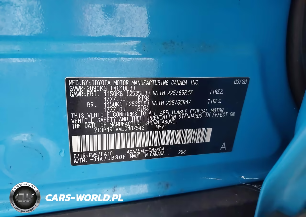 2020 Toyota Rav4 Xle VIN:2T3P1RFV4LC107542 - 9
