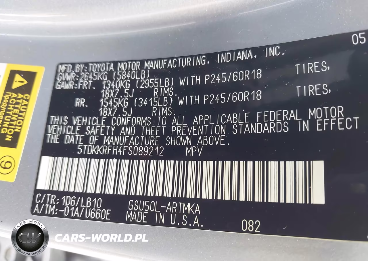 2015 Toyota Highlander Xle V6 VIN:5TDKKRFH4FS089212 - 9