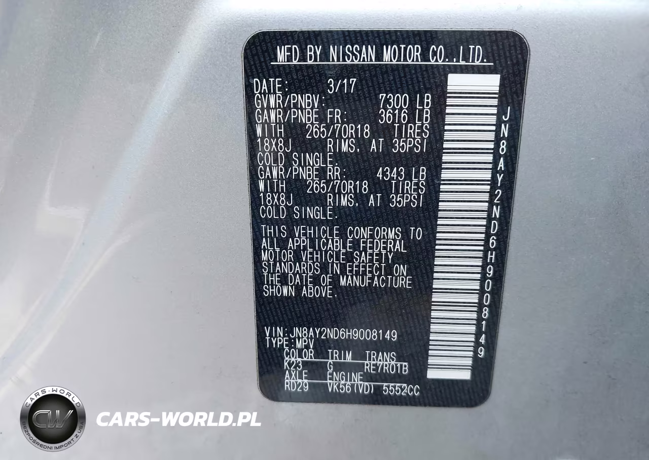 2017 Nissan Armada Sv VIN:JN8AY2ND6H9008149 - 9