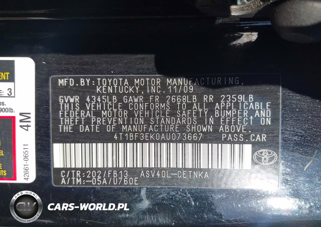 2010 Toyota Camry Le VIN:4T1BF3EK0AU073667 - 12