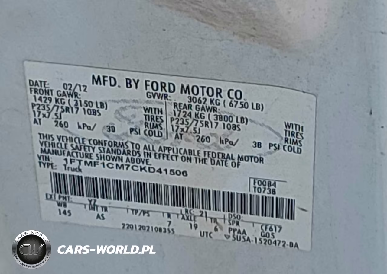 2012 Ford F-150 Xl VIN:1FTMF1CM7CKD41506 - 9