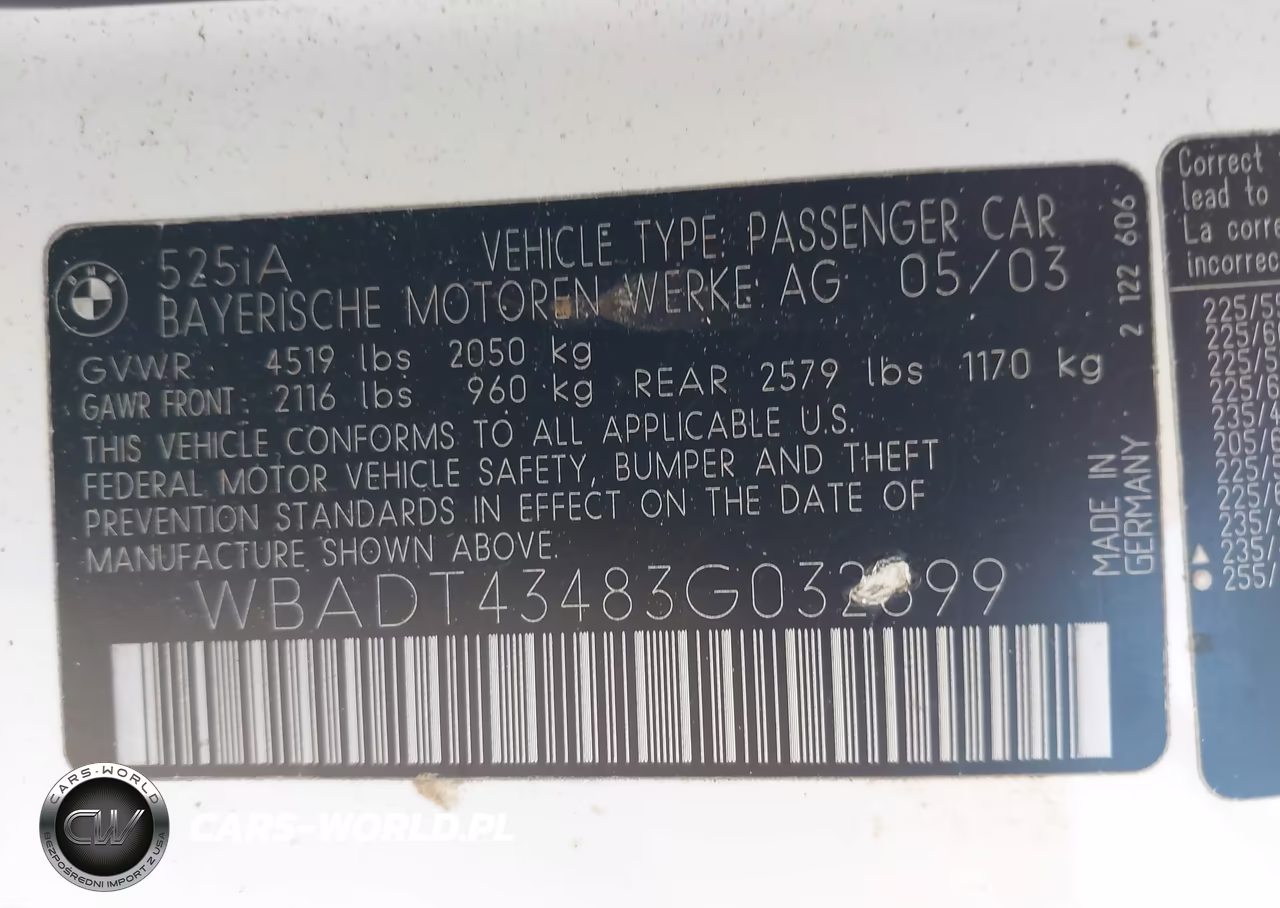 2003 BMW 525Ia VIN:WBADT43483G032699 - 9