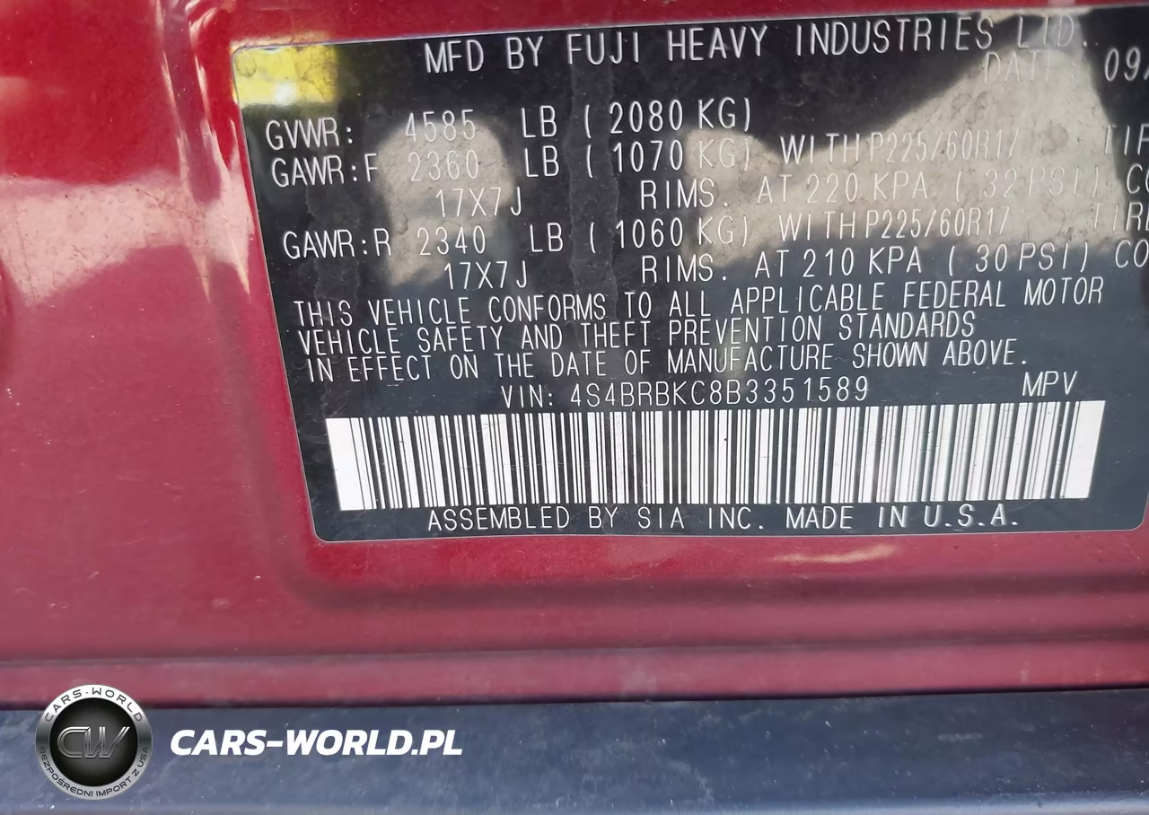 2011 Subaru Outback 2.5I Limited VIN:4S4BRBKC8B3351589 - 9
