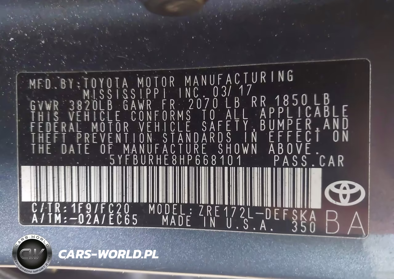 2017 Toyota Corolla Se VIN:5YFBURHE8HP668101 - 9