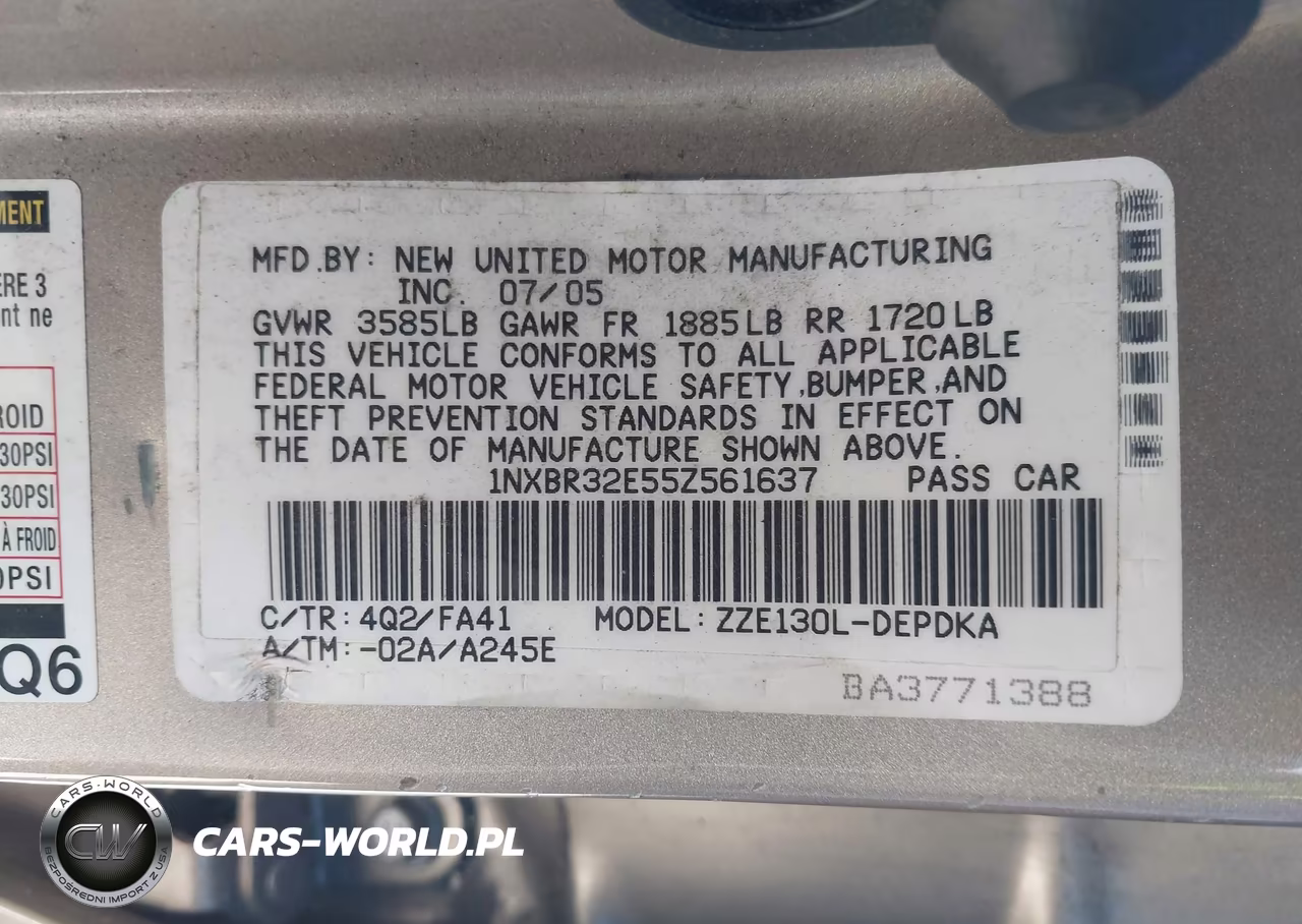 2005 Toyota Corolla Ce VIN:1NXBR32E55Z561637 - 9