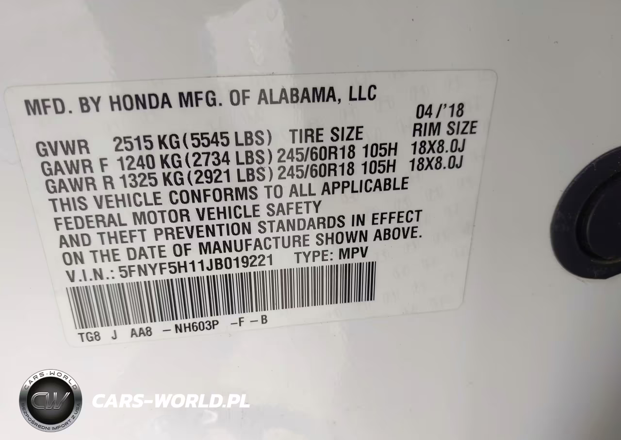 2018 Honda Pilot Lx VIN:5FNYF5H11JB019221 - 9