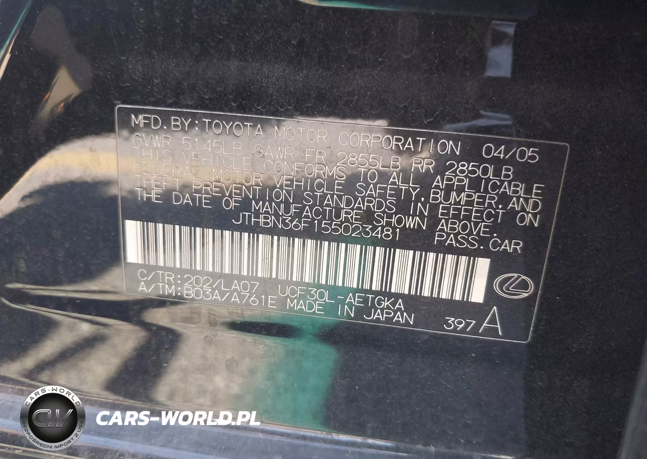 2005 Lexus Ls 430 VIN:JTHBN36F155023481 - 9