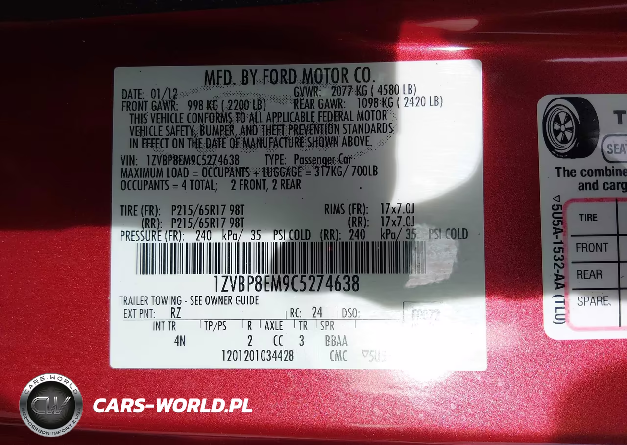 2012 Ford Mustang V6 Premium VIN:1ZVBP8EM9C5274638 - 9