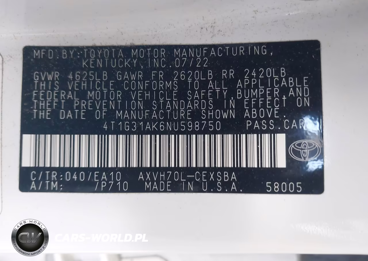 2022 Toyota Camry Se Hybrid VIN:4T1G31AK6NU598750 - 9