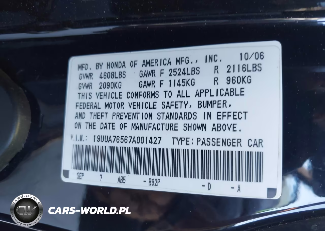 2007 Acura Tl Type S VIN:19UUA76567A001427 - 9