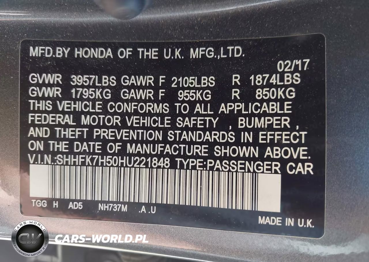 2017 Honda Civic Ex VIN:SHHFK7H50HU221848 - 9