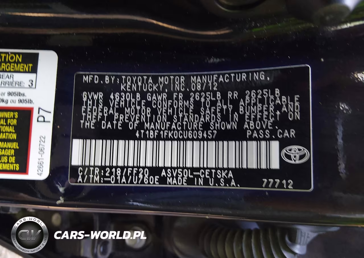 2012 Toyota Camry Se VIN:4T1BF1FK0CU609457 - 9