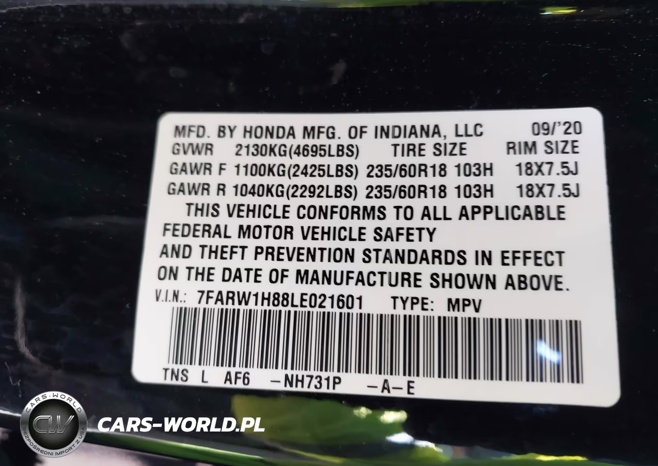 2020 Honda Cr-V 2Wd Ex-L VIN:7FARW1H88LE021601 - 17