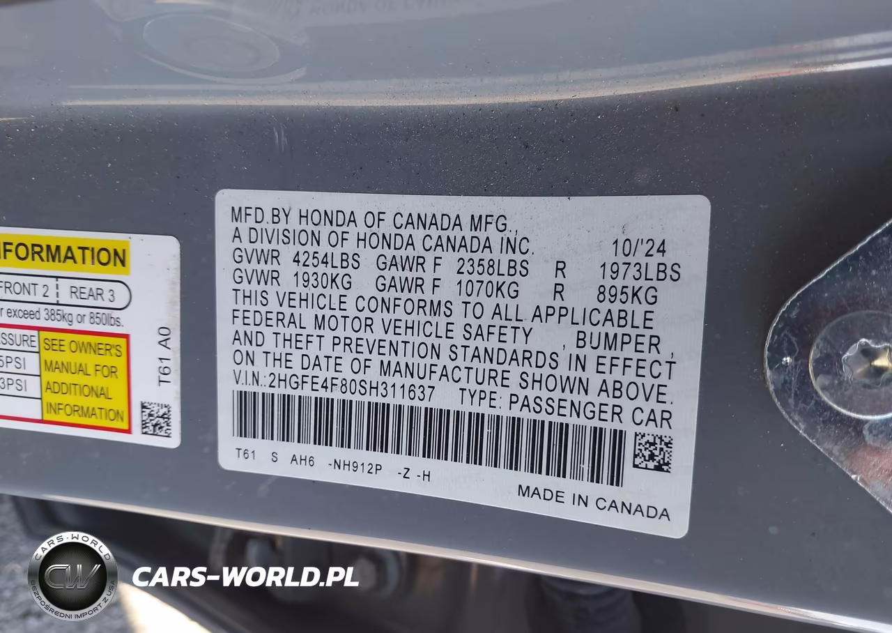 2025 Honda Civic Hybrid Sport-Sport Touring VIN:2HGFE4F80SH311637 - 9