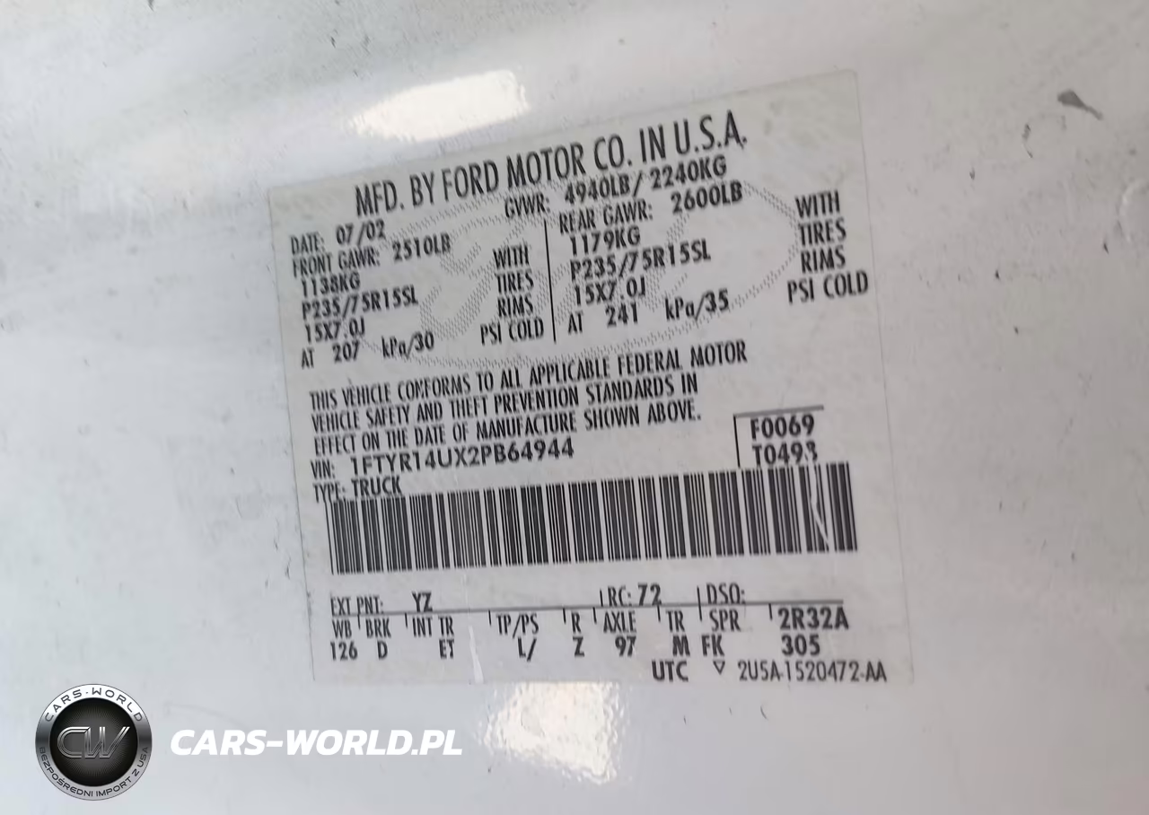 2002 Ford Ranger Edge-Tremor-Xl-Xlt VIN:1FTYR14UX2PB64944 - 9