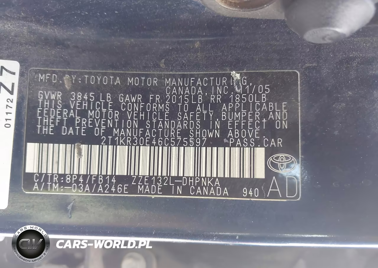 2006 Toyota Matrix Xr VIN:2T1KR30E46C575597 - 9