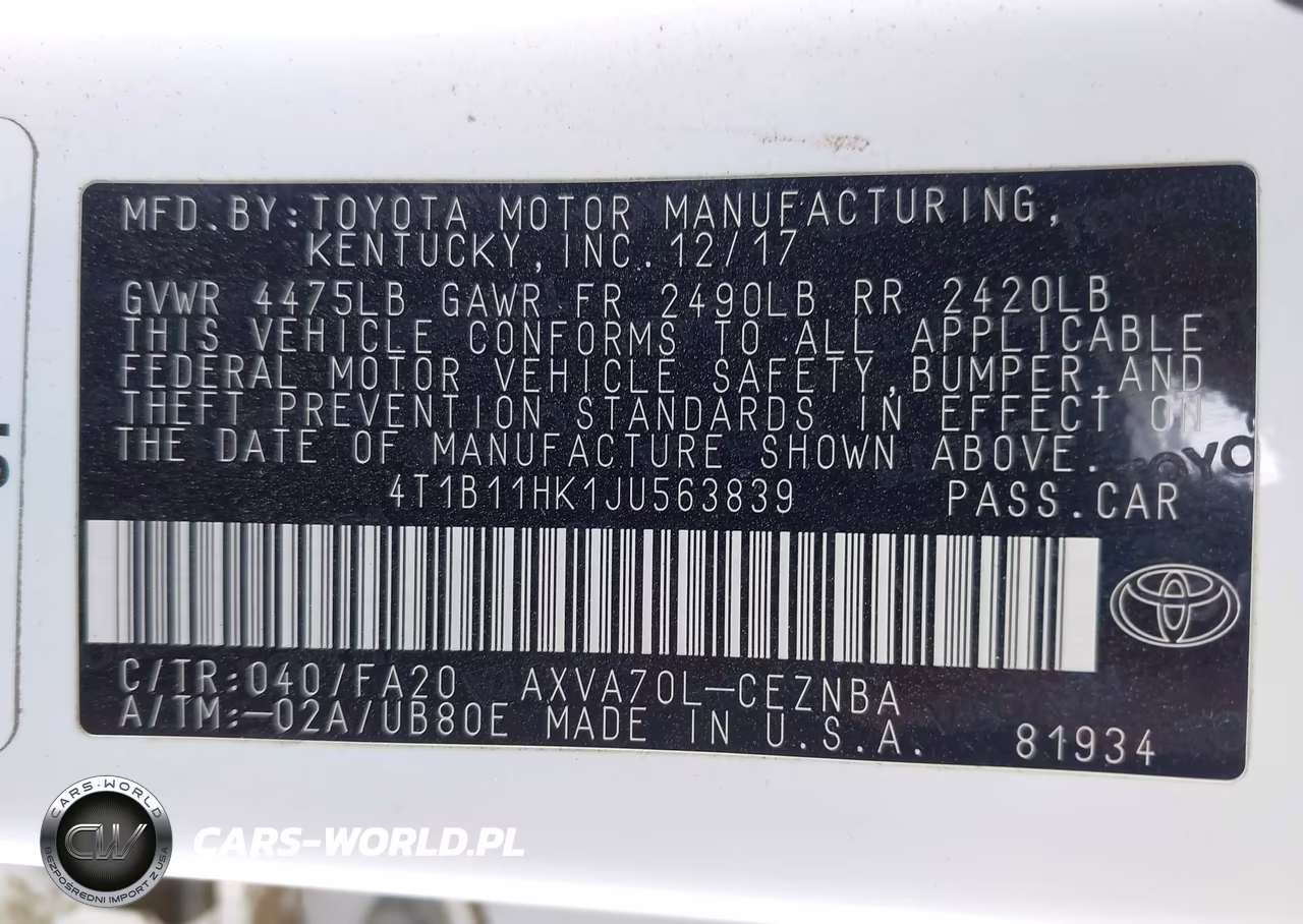 2018 Toyota Camry Le VIN:4T1B11HK1JU563839 - 9