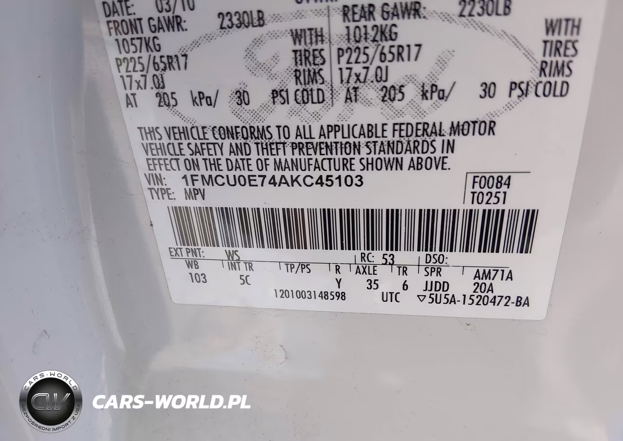 2010 Ford Escape Limited VIN:1FMCU0E74AKC45103 - 9