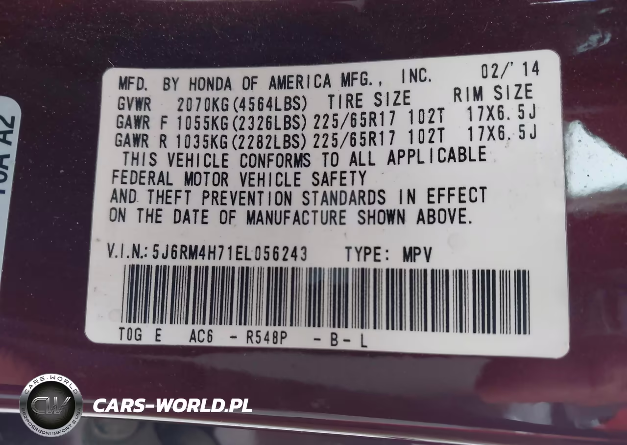 2014 Honda Cr-V Ex-L VIN:5J6RM4H71EL056243 - 9