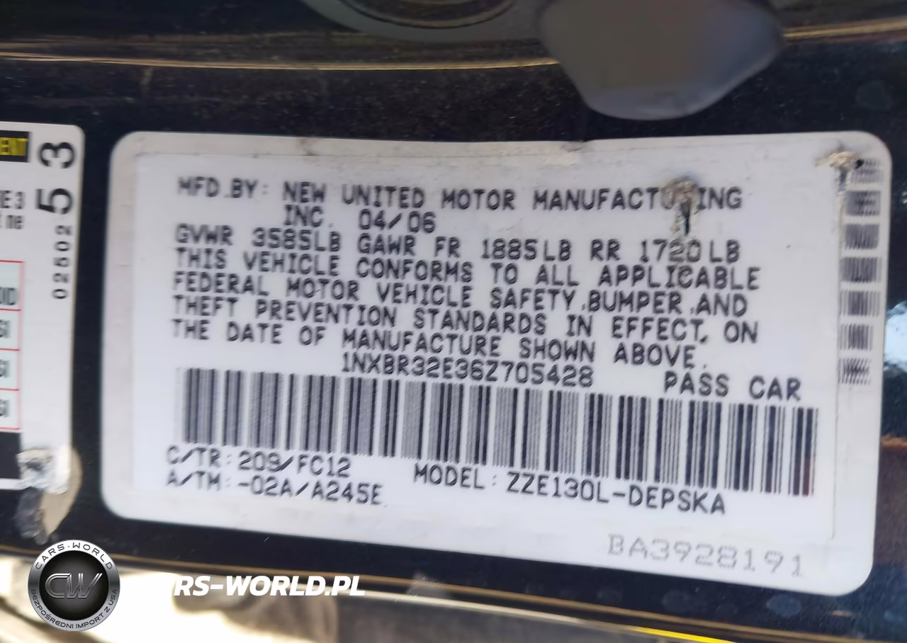 2006 Toyota Corolla S VIN:1NXBR32E36Z705428 - 9