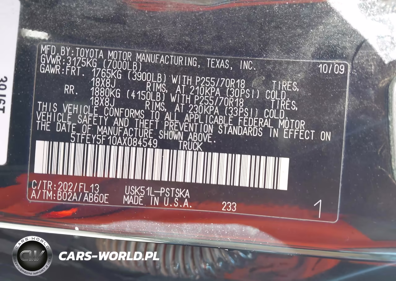 2010 Toyota Tundra Grade 5.7L V8 VIN:5TFEY5F10AX084549 - 9