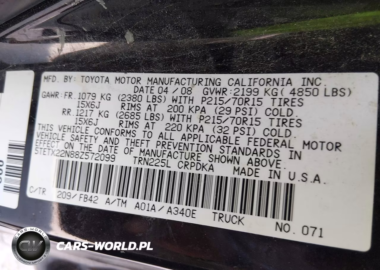 2008 Toyota Tacoma VIN:5TETX22N88Z572099 - 9