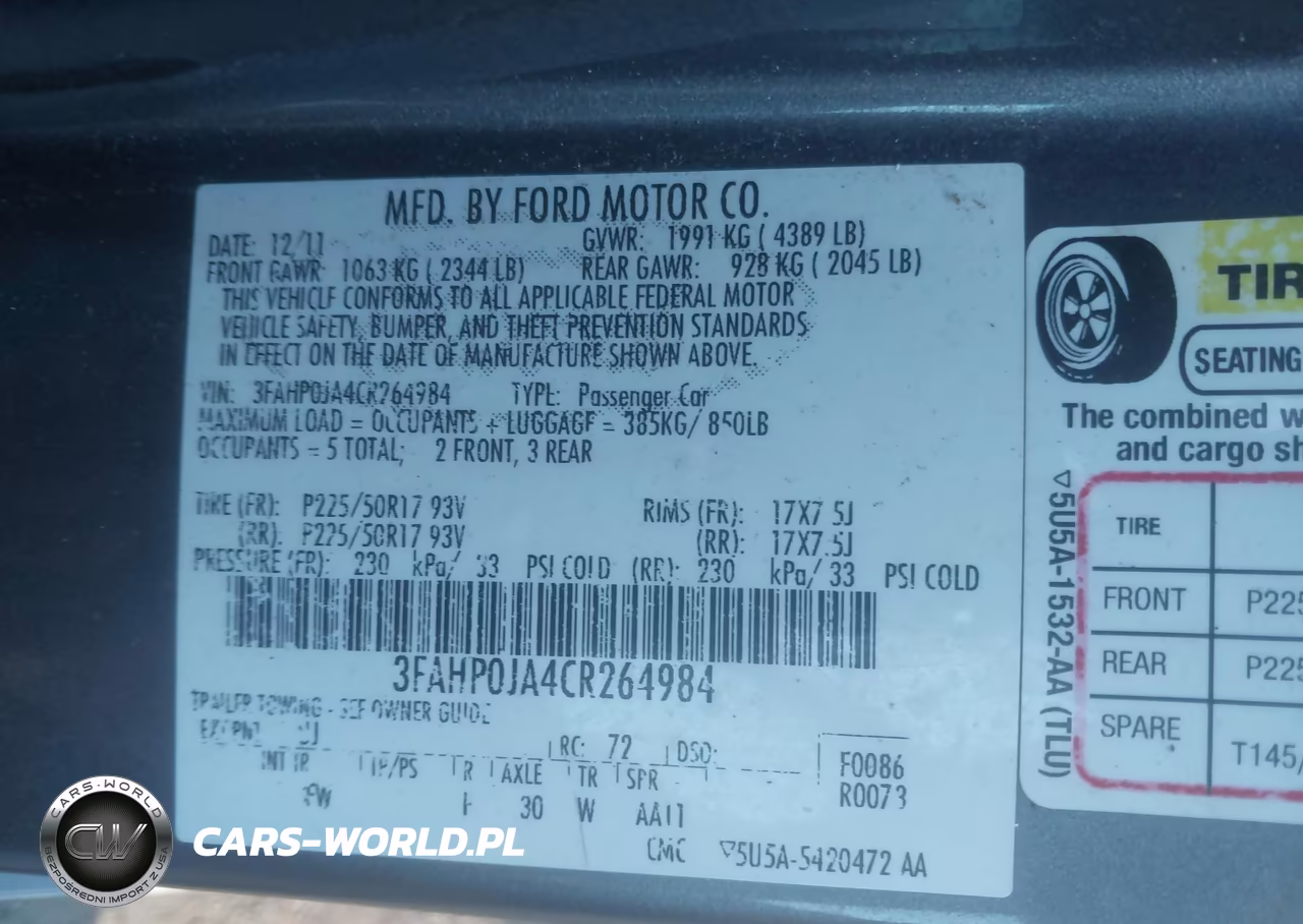 2012 Ford Fusion Sel VIN:3FAHP0JA4CR264984 - 9