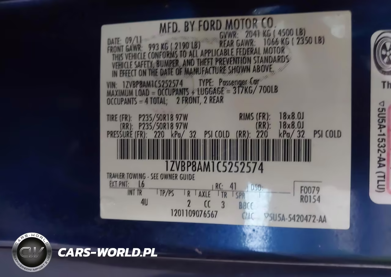 2012 Ford Mustang V6 Premium VIN:1ZVBP8AM1C5252574 - 9
